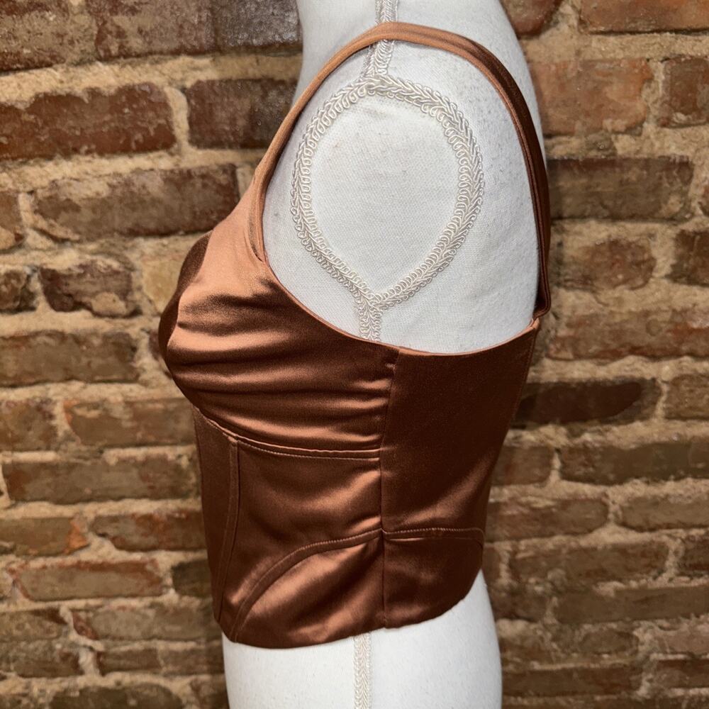 Jason Wu Copper Brown Bustier Corset Sz S Burlesque Shiny Satin Party Top EUC - Picture 3 of 9